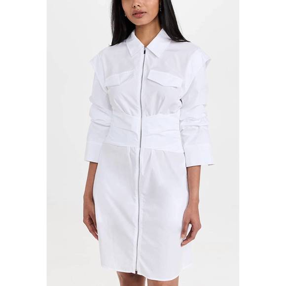 NEW DEREK LAM 10 CROSBY skylar zip front shirt dress in white - Picture 1 of 3